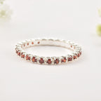 2x2mm Round Garnet Eternity Band Ring 925 Sterling Silver
