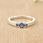 4mm Round Tanzanite Three-Stone Ring 925 Sterling Silver