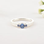 4mm Round Tanzanite Three-Stone Ring 925 Sterling Silver