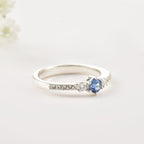4mm Round Amethyst Solitaire Accent Ring 925 Sterling Silver