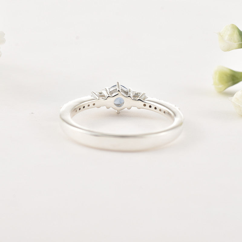 4mm Round Amethyst Solitaire Accent Ring 925 Sterling Silver