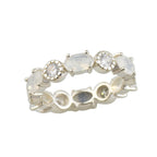 6x4mm Oval Moonstone Eternity Ring 925 Sterling Silver