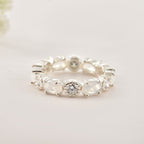 6x4mm Oval Moonstone Eternity Ring 925 Sterling Silver