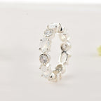 6x4mm Oval Moonstone Eternity Ring 925 Sterling Silver