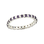 2x2mm Round Amethyst Eternity Band Ring 925 Sterling Silver