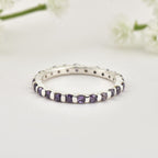 2x2mm Round Amethyst Eternity Band Ring 925 Sterling Silver