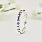 2x2mm Round Amethyst Eternity Band Ring 925 Sterling Silver