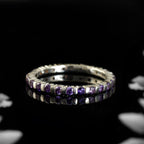 2x2mm Round Amethyst Eternity Band Ring 925 Sterling Silver