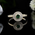 4x4mm Round Emerald Halo Ring 925 Sterling Silver