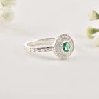 4x4mm Round Emerald Halo Ring 925 Sterling Silver