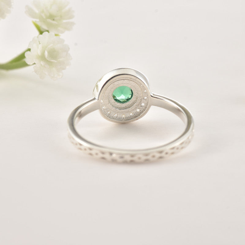 4x4mm Round Emerald Halo Ring 925 Sterling Silver
