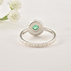 4x4mm Round Emerald Halo Ring 925 Sterling Silver