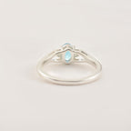 6x4mm Oval Swiss Blue Topaz Three Stone Ring 925 Sterling Silver