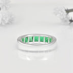 925 Sterling Silver 4x4mm Square-Cut Emerald Eternity Band Ring