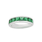 925 Sterling Silver 4x4mm Square-Cut Emerald Eternity Band Ring