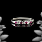 2x2mm Round Rhodolite Garnet Half Eternity Band Ring 925 Sterling Silver