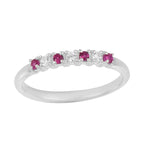 2x2mm Round Rhodolite Garnet Half Eternity Band Ring 925 Sterling Silver