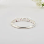 2x2mm Round Rhodolite Garnet Half Eternity Band Ring 925 Sterling Silver