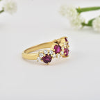 4x4mm Round Rhodolite Garnet Infinity Band Ring - 925 Sterling Silver Yellow Plated