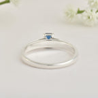 925 Sterling Silver 6x4mm Octagon Blue Sapphire Solitaire Ring