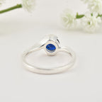 925 Sterling Silver 6x6mm Round Blue Sapphire Solitaire Ring