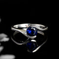 925 Sterling Silver 6x6mm Round Blue Sapphire Solitaire Ring