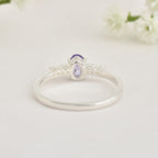 925 Sterling Silver 6x4mm Oval Tanzanite and White Stone Ring