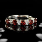 925 Sterling Silver 4x4mm Round Smoky Quartz Half Eternity Ring
