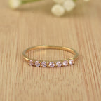 2x2mm Round Pink Topaz Half Eternity Ring 925 925 Sterling Silver Gold Plated