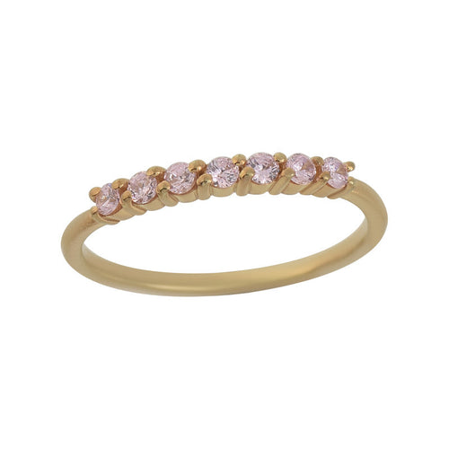 2x2mm Round Pink Topaz Half Eternity Ring 925 925 Sterling Silver Gold Plated