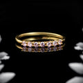 2x2mm Round Pink Topaz Half Eternity Ring 925 925 Sterling Silver Gold Plated