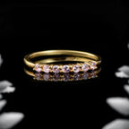 2x2mm Round Pink Topaz Half Eternity Ring 925 925 Sterling Silver Gold Plated