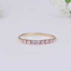 2x2mm Round Pink Topaz Half Eternity Ring 925 925 Sterling Silver Gold Plated