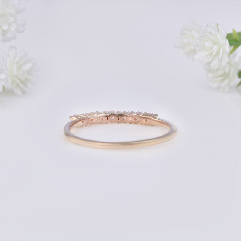 2x2mm Round Pink Topaz Half Eternity Ring 925 925 Sterling Silver Gold Plated