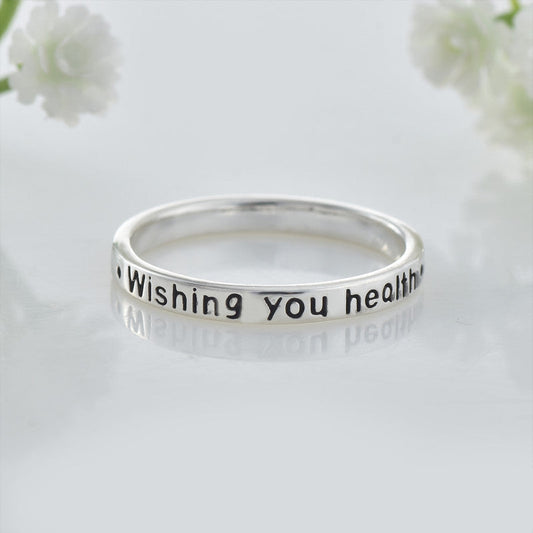 Engraved Wishing You Health Band Ring – 925 Sterling Silver