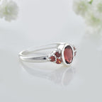 7x5mm Oval Garnet Ring with Accent Stone 925 Sterling Silver