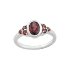 7x5mm Oval Garnet Ring with Accent Stone 925 Sterling Silver
