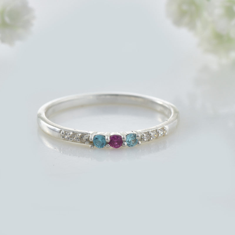 Rhodolite Garnet And Blue Topaz Accent Ring 925 Sterling Silver