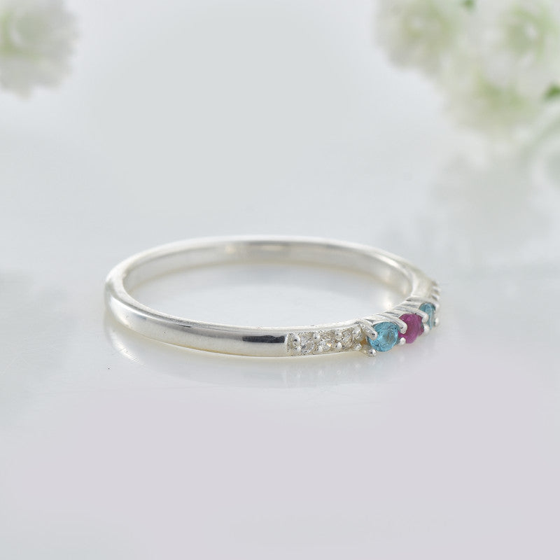 Rhodolite Garnet And Blue Topaz Accent Ring 925 Sterling Silver