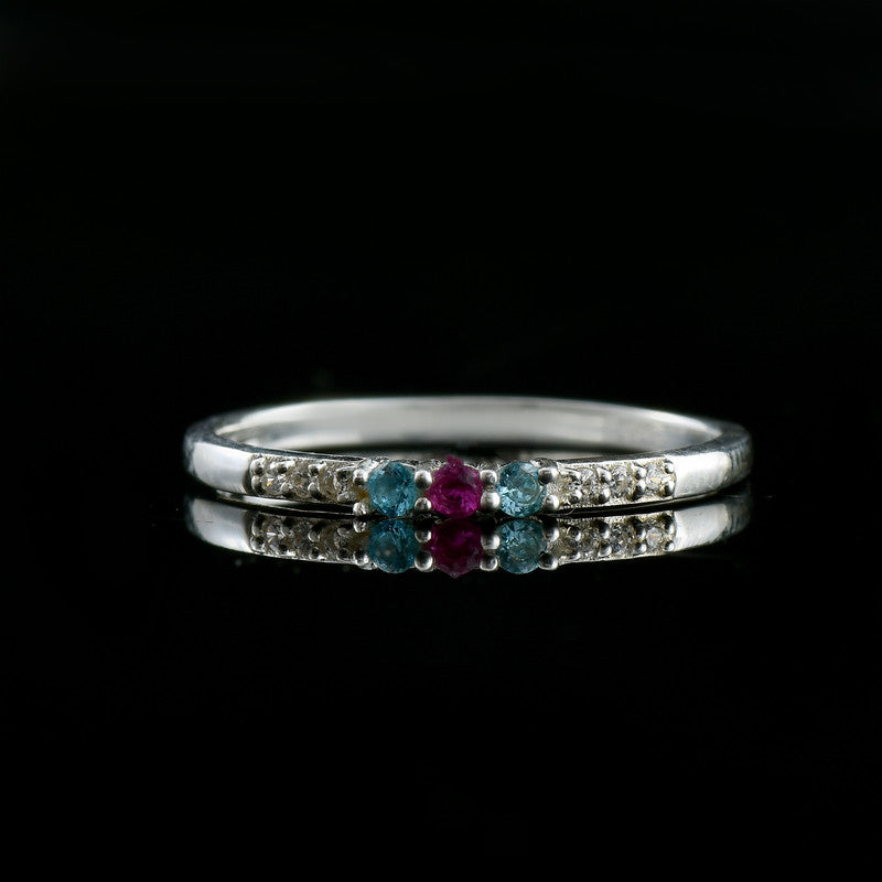 Rhodolite Garnet And Blue Topaz Accent Ring 925 Sterling Silver