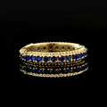 2MM Round Blue Sapphire Eternity Band Ring 925 Sterling Silver Gold Plated
