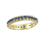 2MM Round Blue Sapphire Eternity Band Ring 925 Sterling Silver Gold Plated