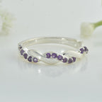 2MM Round Amethyst Twisted Band Ring 925 Sterling Silver