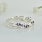 2MM Round Amethyst Twisted Band Ring 925 Sterling Silver