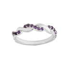 2MM Round Amethyst Twisted Band Ring 925 Sterling Silver