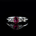 7x5MM Oval Ruby Trio Stone Ring 925 Sterling Silver