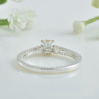 4x4mm Cushion Morganite Side Accents Ring 925 Sterling Silver