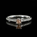 4x4mm Cushion Morganite Side Accents Ring 925 Sterling Silver