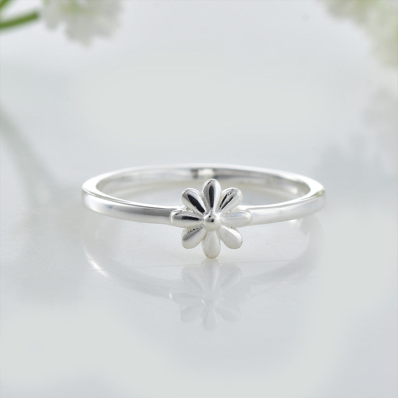 925 Sterling Silver Flower Dainty Minimalist Ring