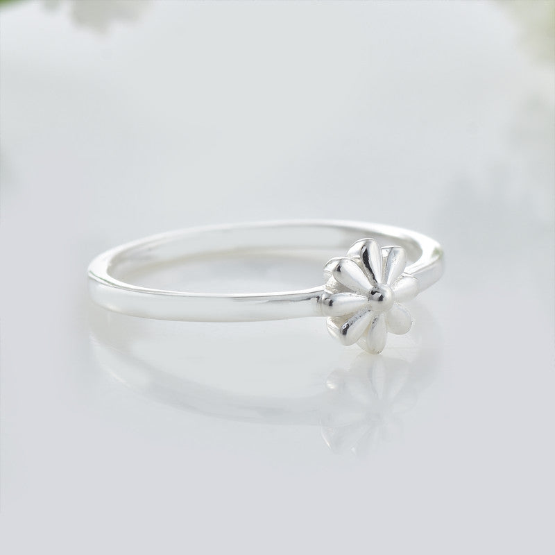 925 Sterling Silver Flower Dainty Minimalist Ring